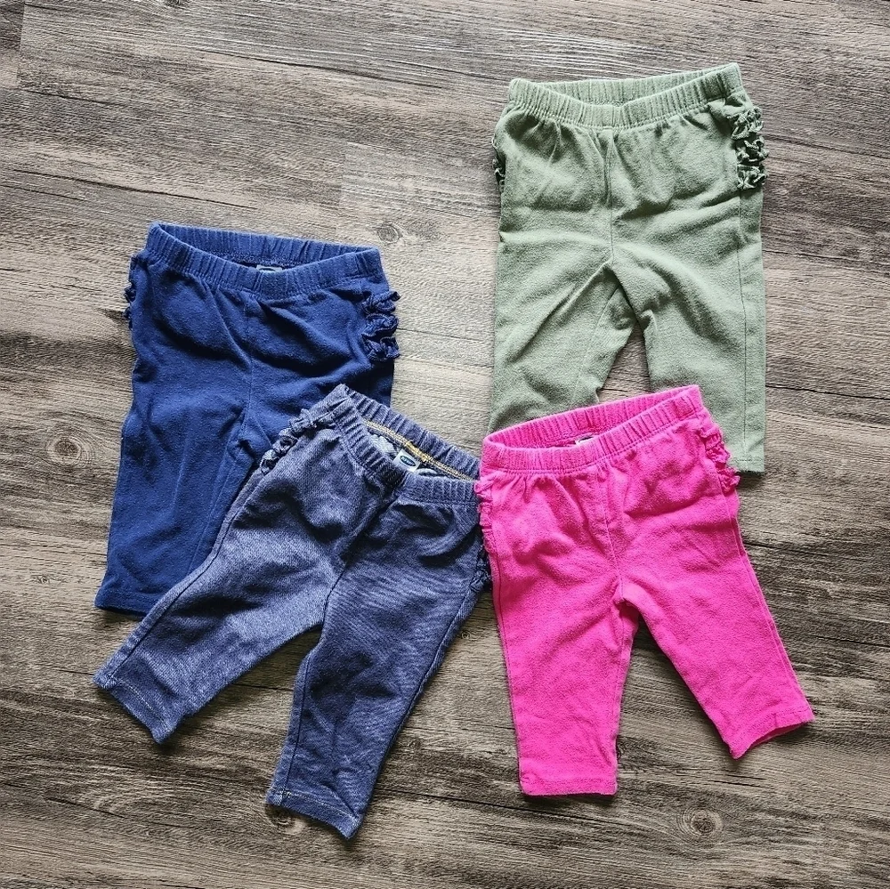 Old Navy 3 To 6 Month Kids Ruffle Leggings Pants Bundle